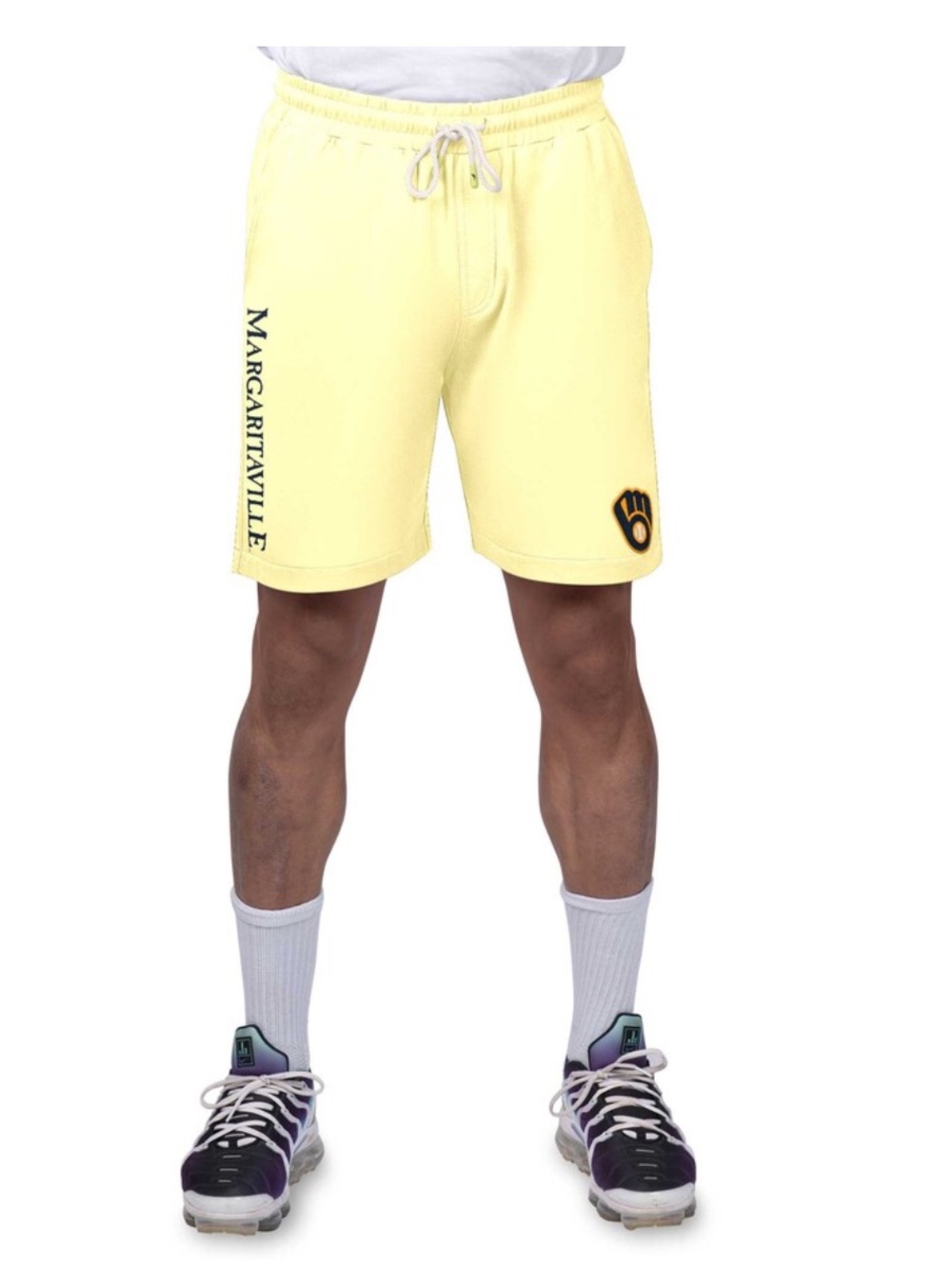 Margaritaville Milwaukee Brewers Men's Pale Yellow Athletic Drawstring Shorts